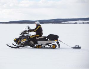 Ground penetrating radar pulling by snowmobile